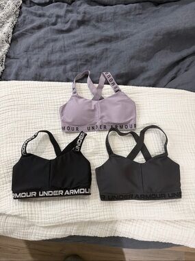 Under Armour Women's Strappy Sports Bra Set - Lavender, Black, Charcoal